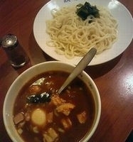 「カレーつけめん+自家製ラー油」@手打ちつけ麺 欣家の写真