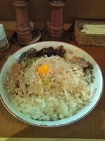 「油めん（玉ねぎマシマシ）+大盛り（クーポン）」@らーめん ぽっぽっ屋 水道橋店の写真