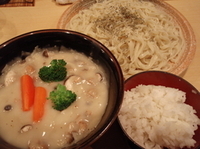 「【9月限定】きのこのシチューつけ麺半ライス付（780円）（大盛（」@どてちんの写真