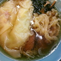 「ワンタンメン(麺硬め・純手打ち平打ち麺限定10食)¥750 麺少」@中国料理 再光軒の写真