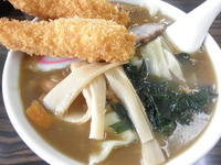 「カレーラーメン+エビフライ 「550円+550円」」@手打ちラーメン 足利麺の写真