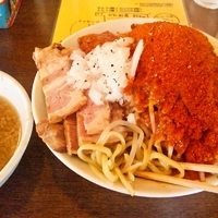 「ぶた入り赤道つけめん+中盛（全マシ） 650円+100円=750」@にかいやの写真