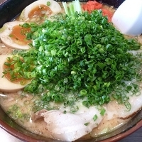 「とんこつ正油らーめん（煮玉子+青ネギトッピング）」@らーめん四五六の写真
