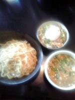 「つけめん（大盛）850円+温玉チャーシュー丼330円」@麺堂 稲葉の写真