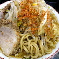 「ラーメン 680円（ヤサイ増し・ニンニク・唐辛子）」@らぁめん 元気の源の写真
