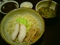 「暖つけ麺700円+2玉100円+小肉飯250円」@三角屋 暖 -DAN-の写真