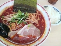 「辛口太麺+半ライス」@あぢとみ食堂の写真