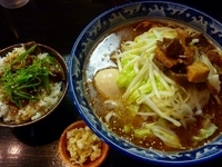 「男麺（750円）+味玉（100円）+肉ご飯（100円）」@濱塩らぁめん 白虎の写真