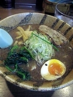 「らーめん（豚骨魚介）+チャーシュー飯（餡かけ）」@麺屋 青山 本店の写真