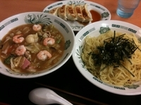 「【期間限定】 五目うま煮つけめん+餃子セット 740円」@日高屋 狭山北入曽店の写真