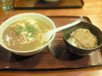 「カレーラーメン（800円）+Cセット（カレー丼）（200円）」@中華そば えびすの写真