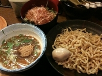 「つけ麺（中）240g 太麺 740円+ 味玉100円+ 節めし1」@節の写真