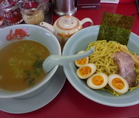「極濃和風魚介とんこつつけ麺（麺かため）+味付け玉子」@ラーメン山岡家 春日部店の写真