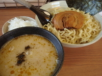 「カレーつけめん（850円）（ミニライス付）（2辛）+替玉（細麺）」@らーめん マルダイの写真