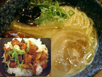 「Aセット850円（塩とんこつ+甘味噌焼豚飯）」@知父屋の写真