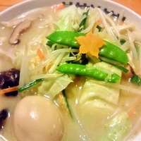 「たんめん（塩味）+極上半熟味玉」@自然派ラーメン 花の季の写真