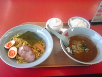 「極濃和風魚介とんこつつけ麺 半ライスセット（期間限定）」@ラーメン山岡家 水戸内原店の写真