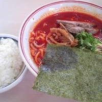 「辛口太麺 + 半ライス」@あぢとみ食堂の写真