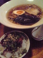 「ラーメン（太麺）+豚ごはん」@信濃神麺 烈士洵名の写真