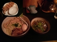 「つけ麺・特製・柚子紫+エビ餃子」@麺屋宗 -sou- 高田馬場本店の写真