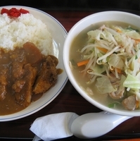 「タンメン500円+カツカレー550円」@若山食堂の写真