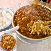 「カレーそば(大盛)+半ライス 500円+50円+140円=690」@やよい食堂の写真