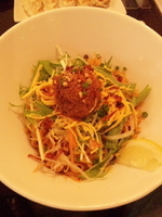 「冷やし坦々麺【850円】ライス+餃子【150円】」@麺処はるにれの写真