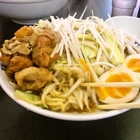 「しょうゆ爆来（野菜マシマシ/ニンニクマシ）+別皿ニンニク+特製ト」@頂上タン麺 爆来の写真