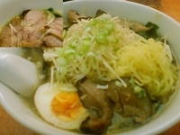 「塩ねぎチャーシューメン+香味しいたけ（1050円+200円）」@麺道楽の写真