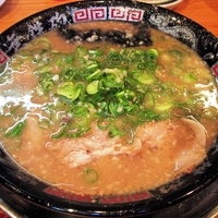 「とんこつラーメン（ネギ多め、こってり、麺固め）」@無鉄砲 本店の写真