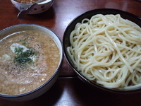 「コッテリつけめん（ガーリック醤油）\750+大盛り\0+カレー丼」@ラーメン工房 幸福亭の写真
