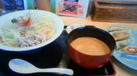 「豚しゃぶ豆乳担々つけ麺￥780+餃子（クーポン）」@らーめん ともや 高崎店の写真