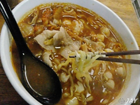 「「海鮮キムチ麺」￥800+「明太高菜ご飯」（お好みランチ）￥15」@塚越ラーメンの写真