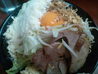 「小ラーメン 汁なし 粉チーズ ヤサイ ニンニク少し」@ラーメン二郎 めじろ台法政大学前店の写真