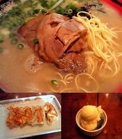 「豚そば￥650+ランチBセット￥100（バニラアイス、半ギョーザ」@豚そば 成の写真