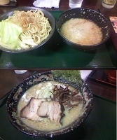 「燕三条系つけ麺（背脂チャッチャ系・大盛）800円+温ヤサイ50円」@煮干 丸めの写真