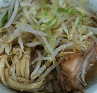 「麺半分（ブタ2枚）600円ヤサイ、ニンニク、カラメ」@ラーメン二郎 小岩店の写真