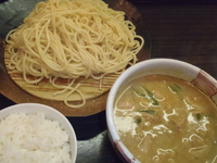 「肉増しカレーつけそば（900円）、ライス（100円）」@和風つけそば らーめん桜桃の写真