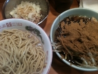 「小つけ麺+BB+ひき肉たまねぎ（ノーコール・あつもり）」@ラーメン二郎 八王子野猿街道店2の写真