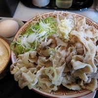 「肉増し焦がし醤油肉そば（並）・もやし増しネギ増し+卵かけご飯 8」@焦がし醤油の肉そば屋 ブンブンマルの写真