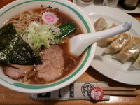 「支那そば（魚味）+餃子」@青竹平打ち中華そば 麺壱吉兆の写真