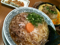 「ランチセットC（肉そば+鉄板玉子チャーハン+餃子）（バリカタ）1」@丸源ラーメン 彦根店の写真