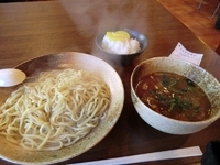 「カレーつけ麺（600円）白めしランチサービス」@麺や三笑 はじめの写真