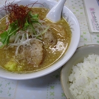 「竜田揚げチャーシューみそラーメン1000円+半ライス100円」@Dragon Noodle's ドラゴンラーメンの写真