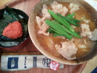 「ホルモンラーメン（味噌）+小明太子ライス」@串焼き BAR 豚兵衛の写真