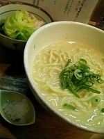 「マニアックな鶏白湯肉あえそば+残りスープのチーズリゾット仕立て」@麺や 福一の写真