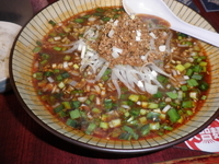 「ミソニラ辛とろみ麺・麺多目 （700円）サービス半ライス」@二代目めん家 味味の写真