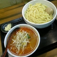 「辛味噌つけめん+味付玉子+無料ニンニクマシ」@味噌麺処 花道庵の写真