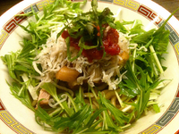 「【2月限定】梅塩まぜそば(750円)+〆ライス(100円)」@肉そば屋 にっこうの写真