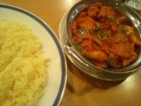 「チキンチリ（激辛）+サフランライス（850円+300円）」@ハリオン 我孫子店の写真